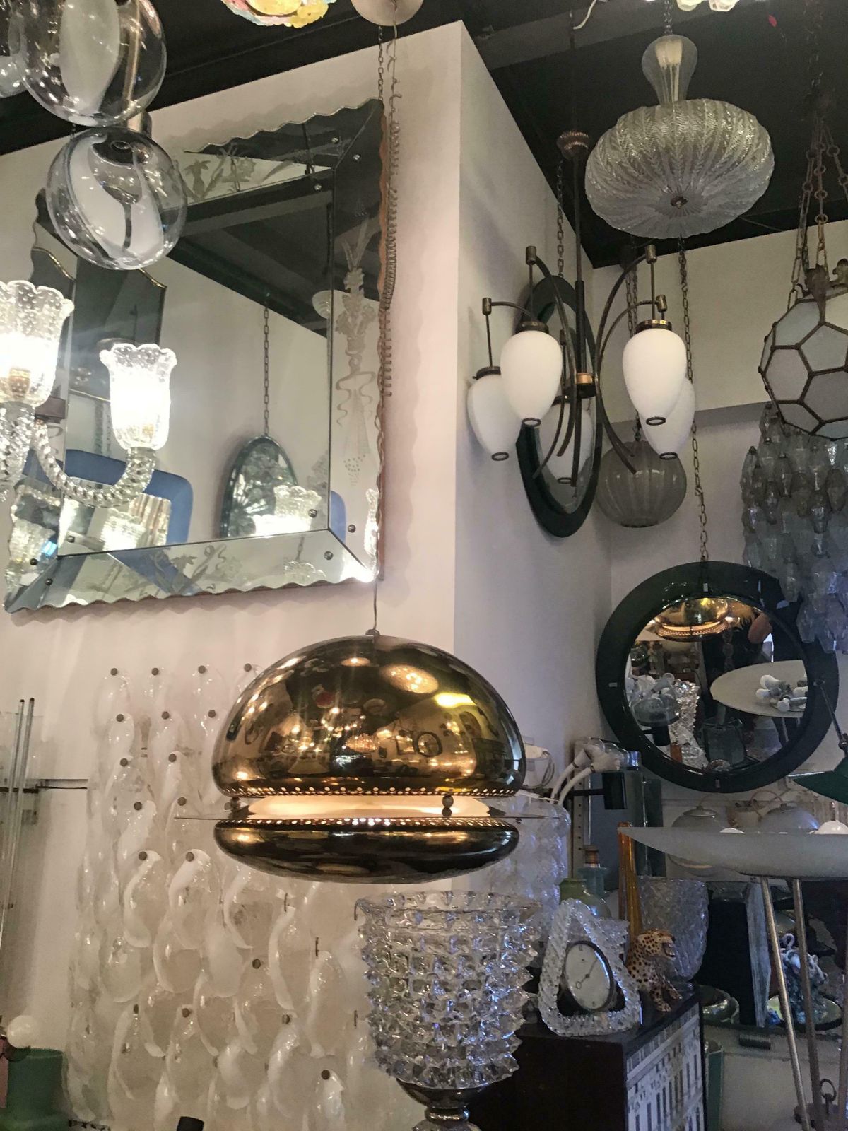 3927.0 Afra And Tobia Scarpa "Flos" " Nictea" Chandelier Brass Glass 1960 Italy photo