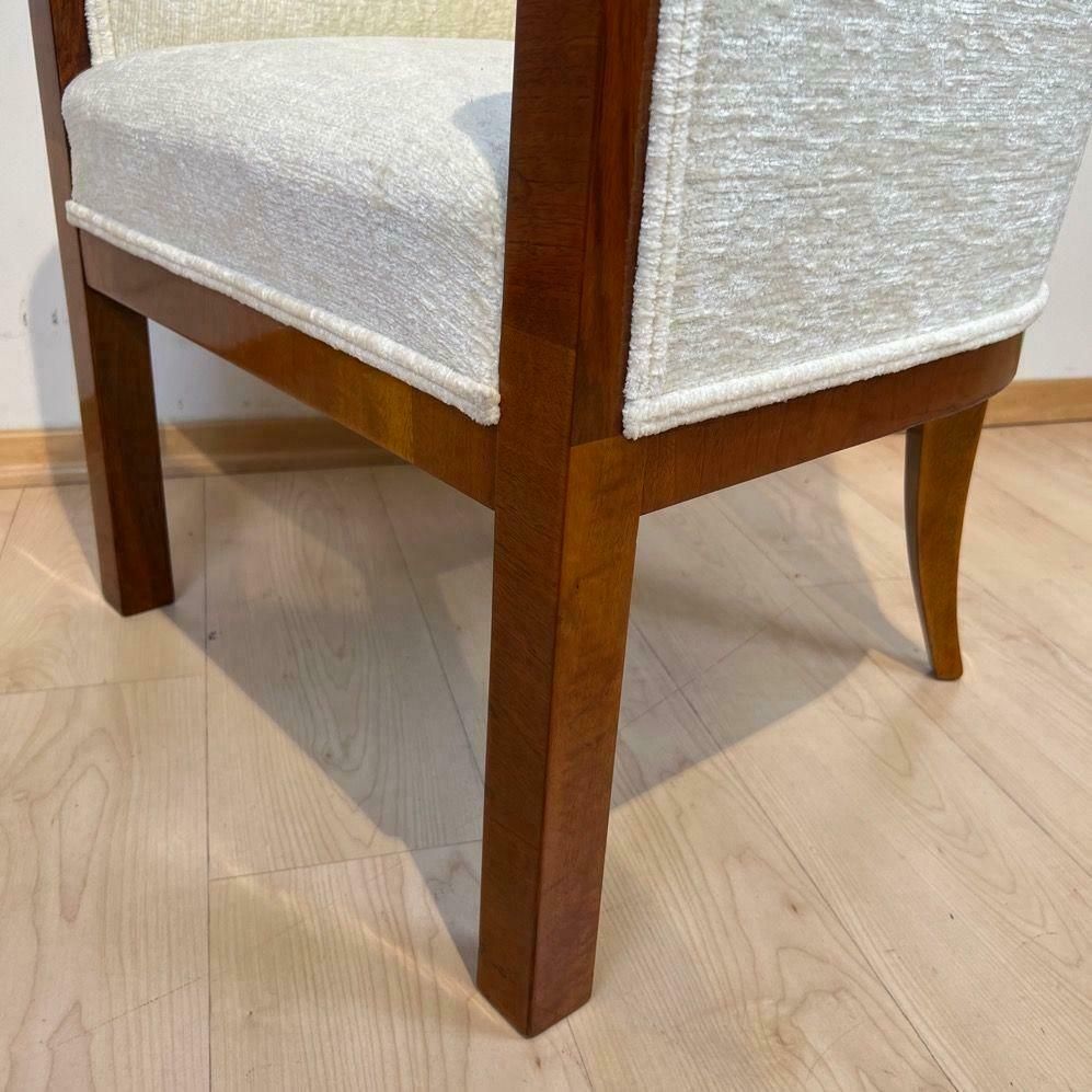 photo buy Biedermeier Bergere Chair, Walnut, Creme Velvet, Austria Circa 1840