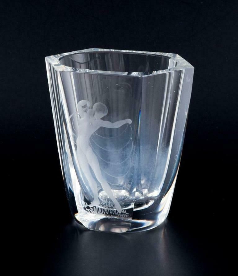 Lars Kjellander For Kosta, Sweden, Art Glass Vase In Clear Glass. 1930s photo for sale