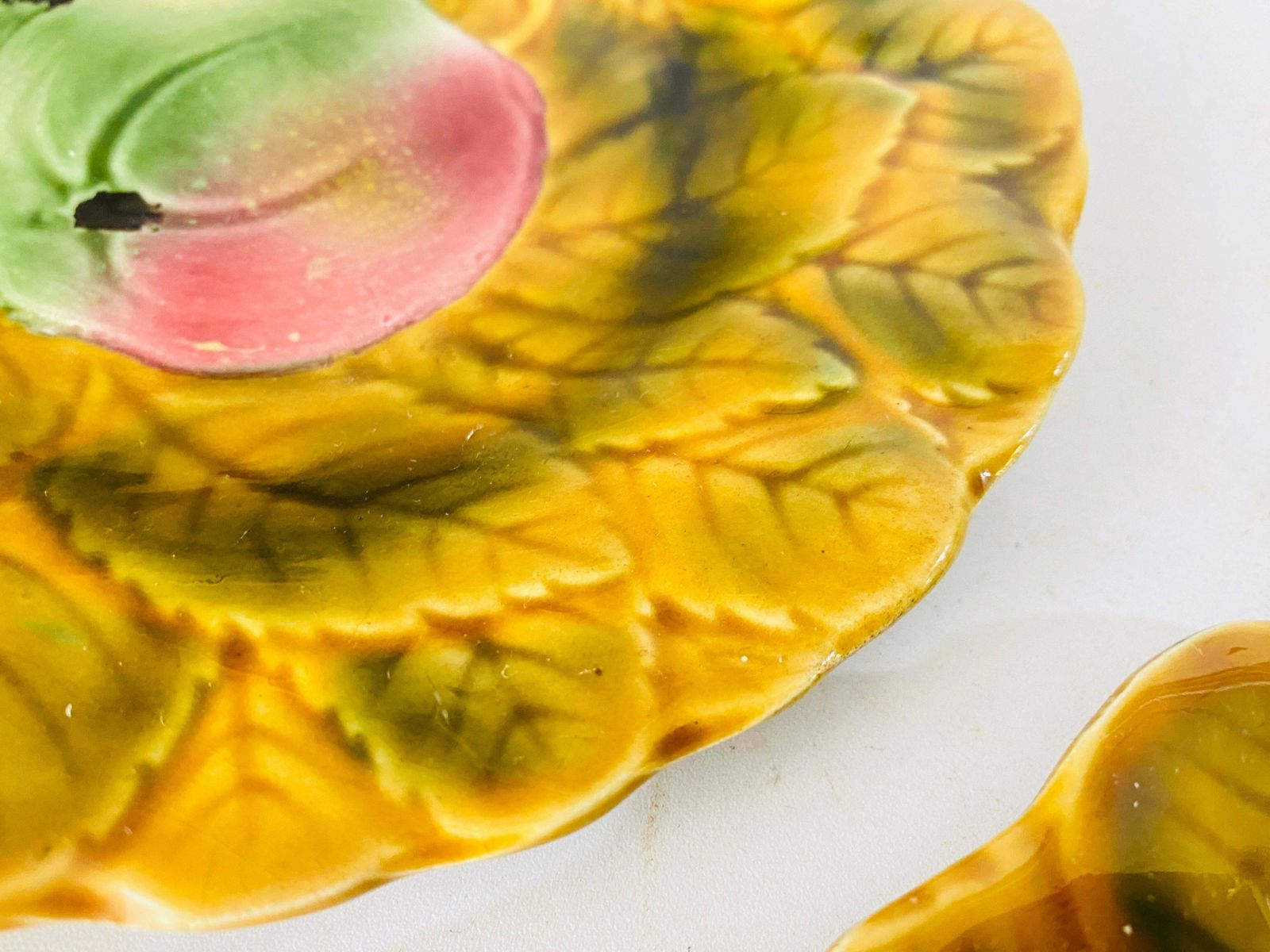 Majolica Fruits Plates Sarreguemines Circa 1880 Set Of 2 Signed Yellow Color photo buy