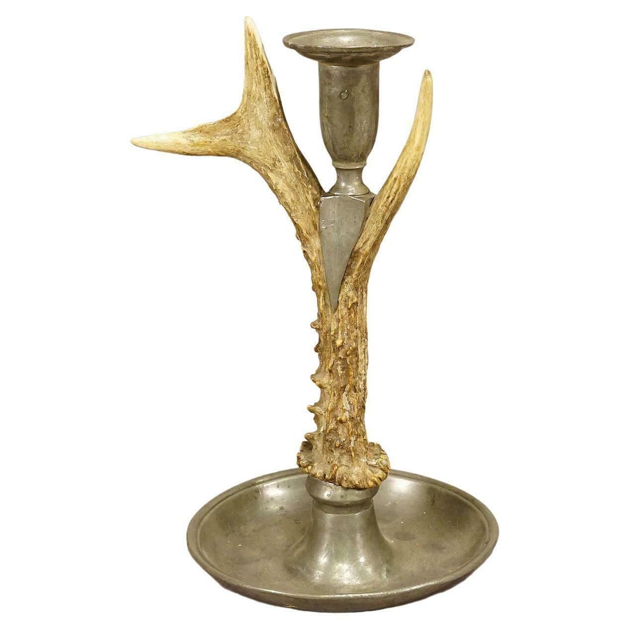 A Black Forest Candle Holder With Pewter Base And Spout, Germany Ca. 1860s photo 303.0