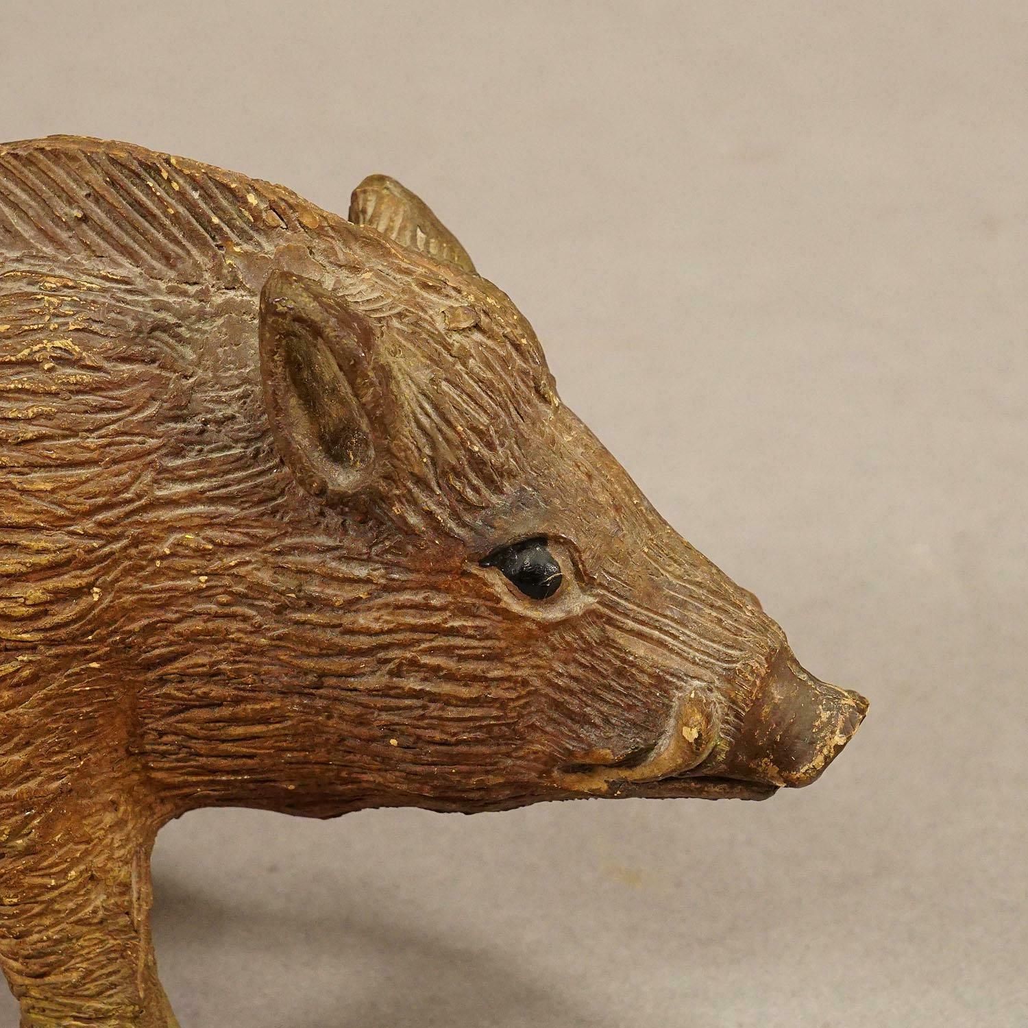 Antique Wild Boar Piggy Bank Made Of Clay photo furniture