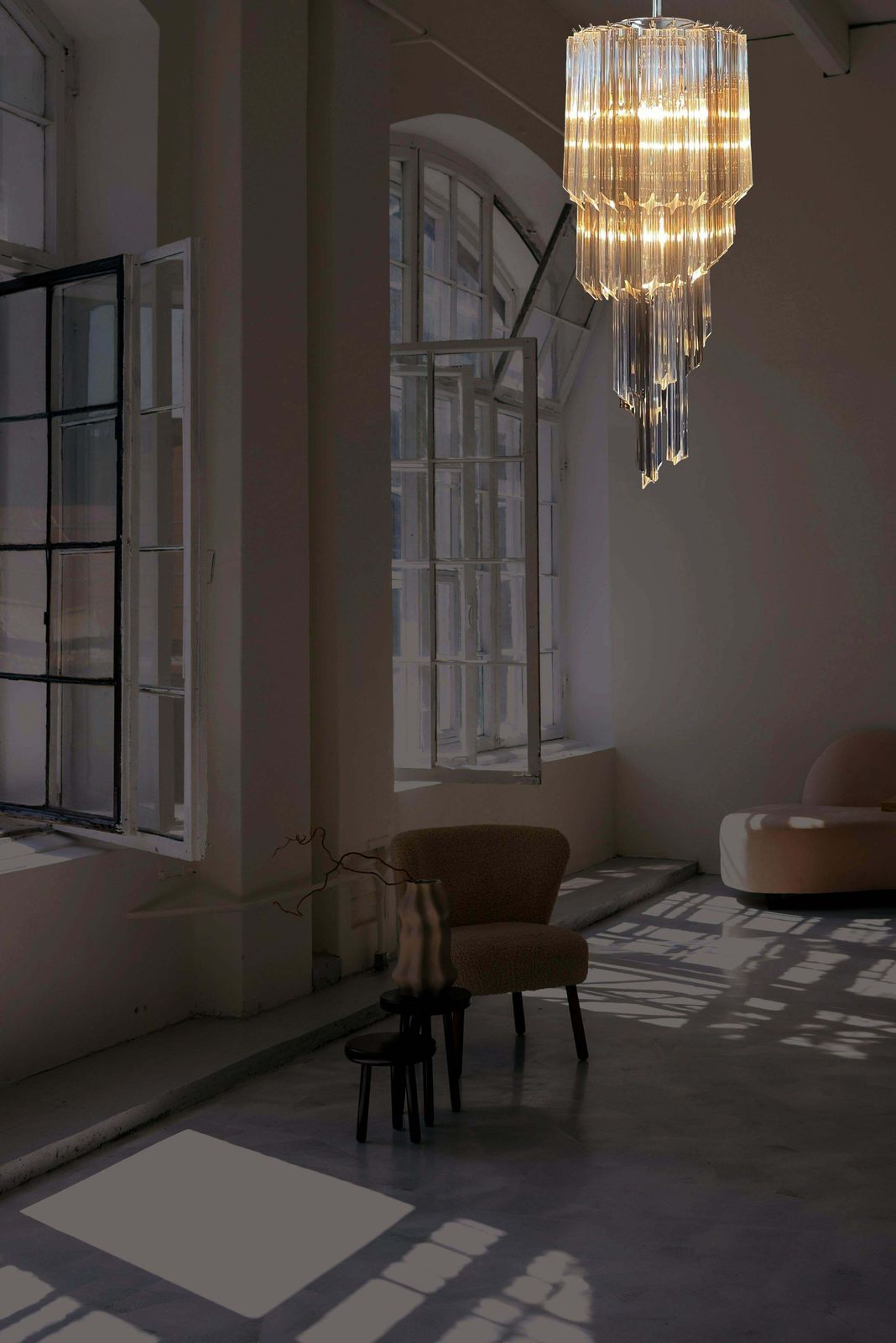 Sophisticated Murano Chandeliers – 54 Quadriedri Prisms Transparent And Smoked photo 3282.0