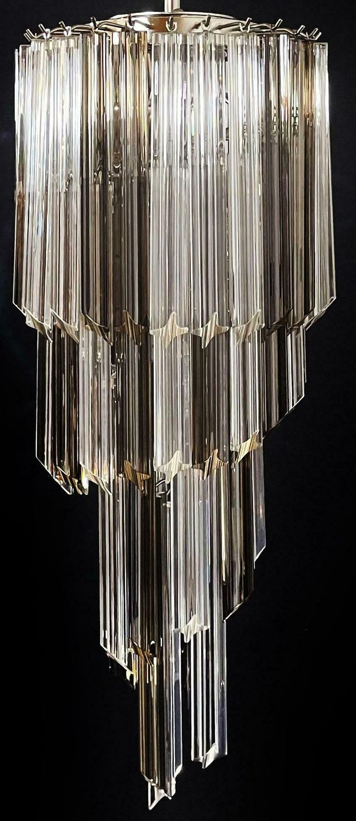 Sophisticated Murano Chandeliers – 54 Quadriedri Prisms Transparent And Smoked photo vintage