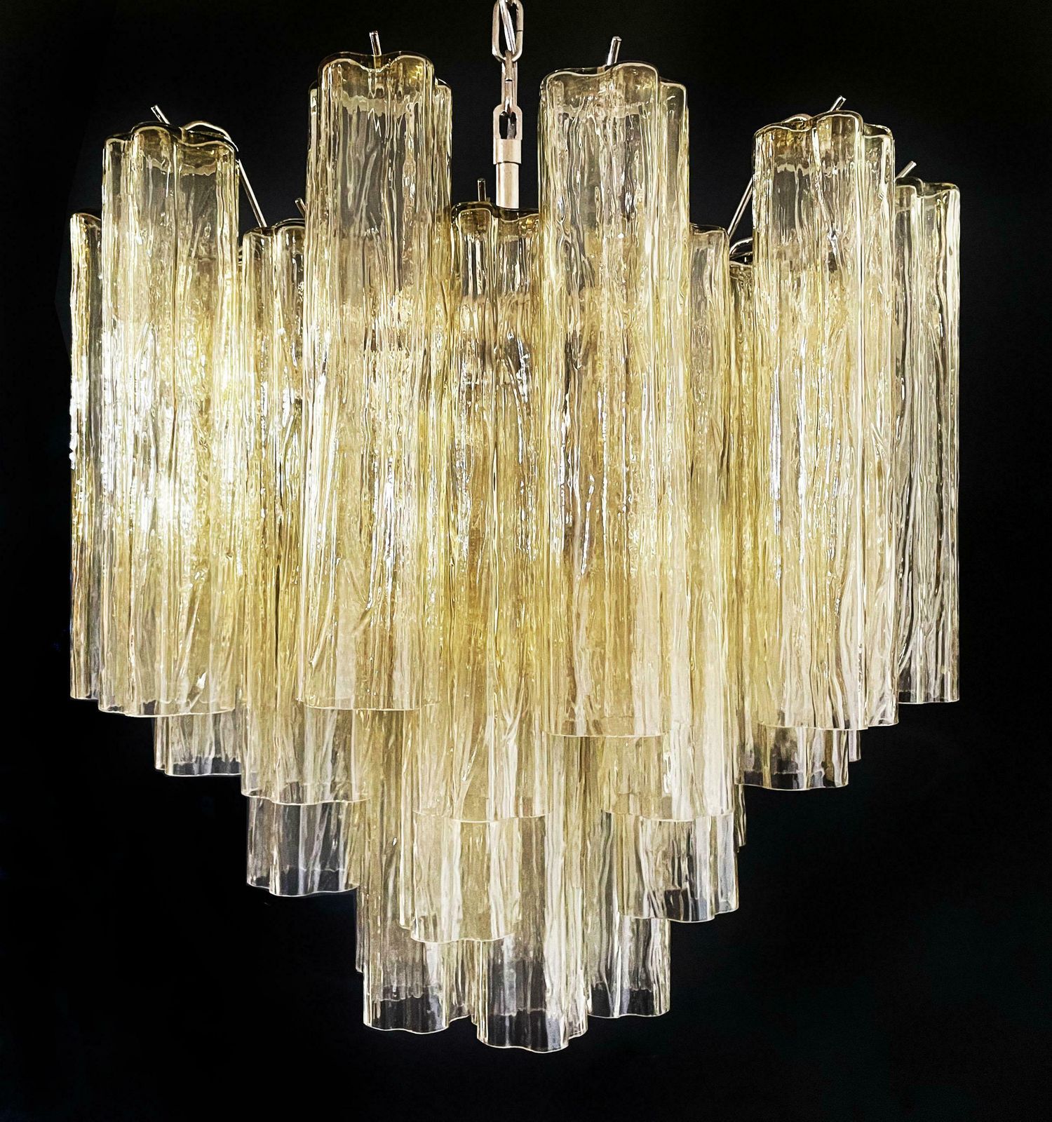 Beautiful Murano Glass Tube Chandelier   36 Clear Amber Glass Tube photo buy