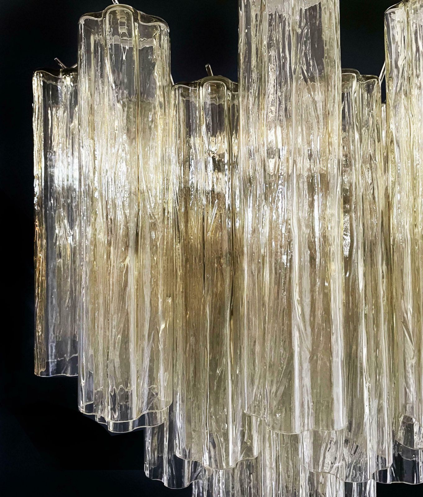 Lighting Beautiful Murano Glass Tube Chandelier   36 Clear Amber Glass Tube photo