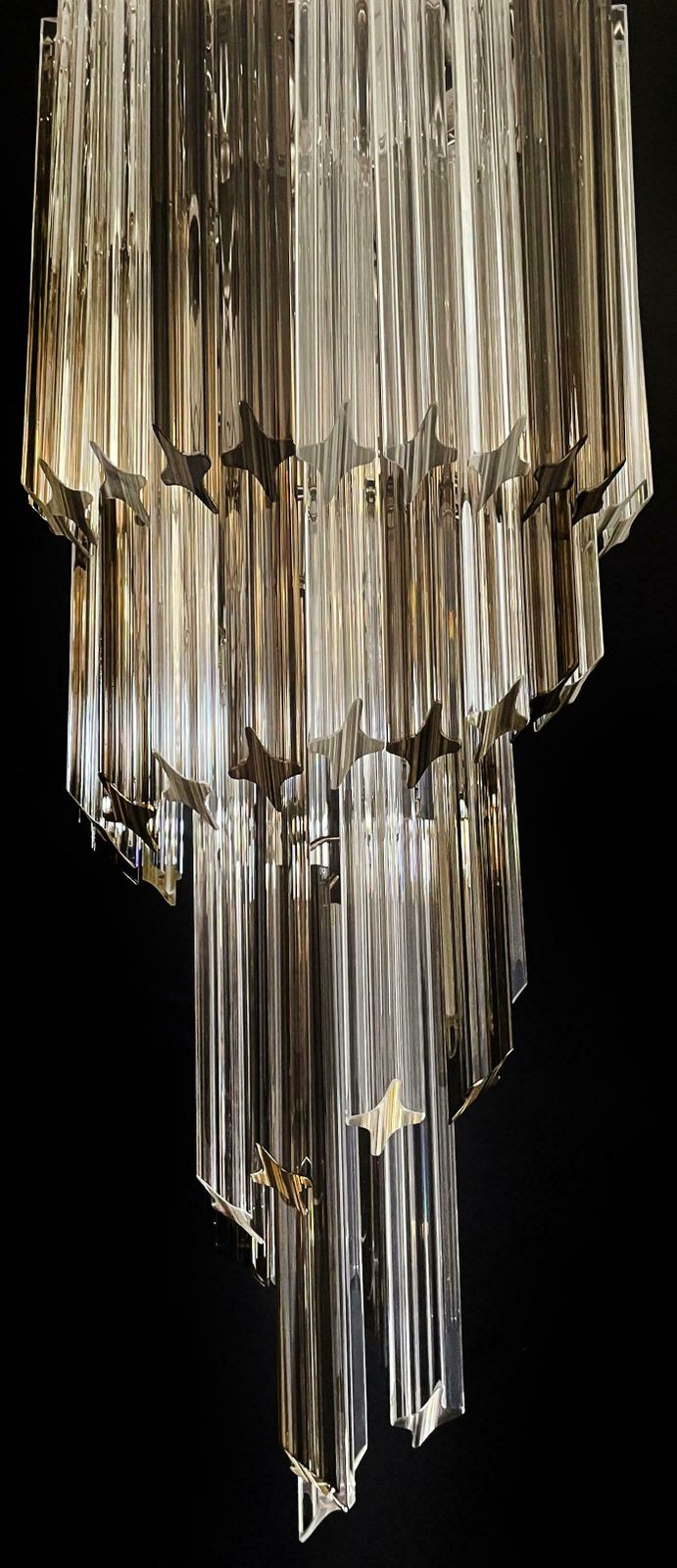 Lighting Sophisticated Murano Chandelier – 54 Quadriedri Prisms Transparent And Smoked photo