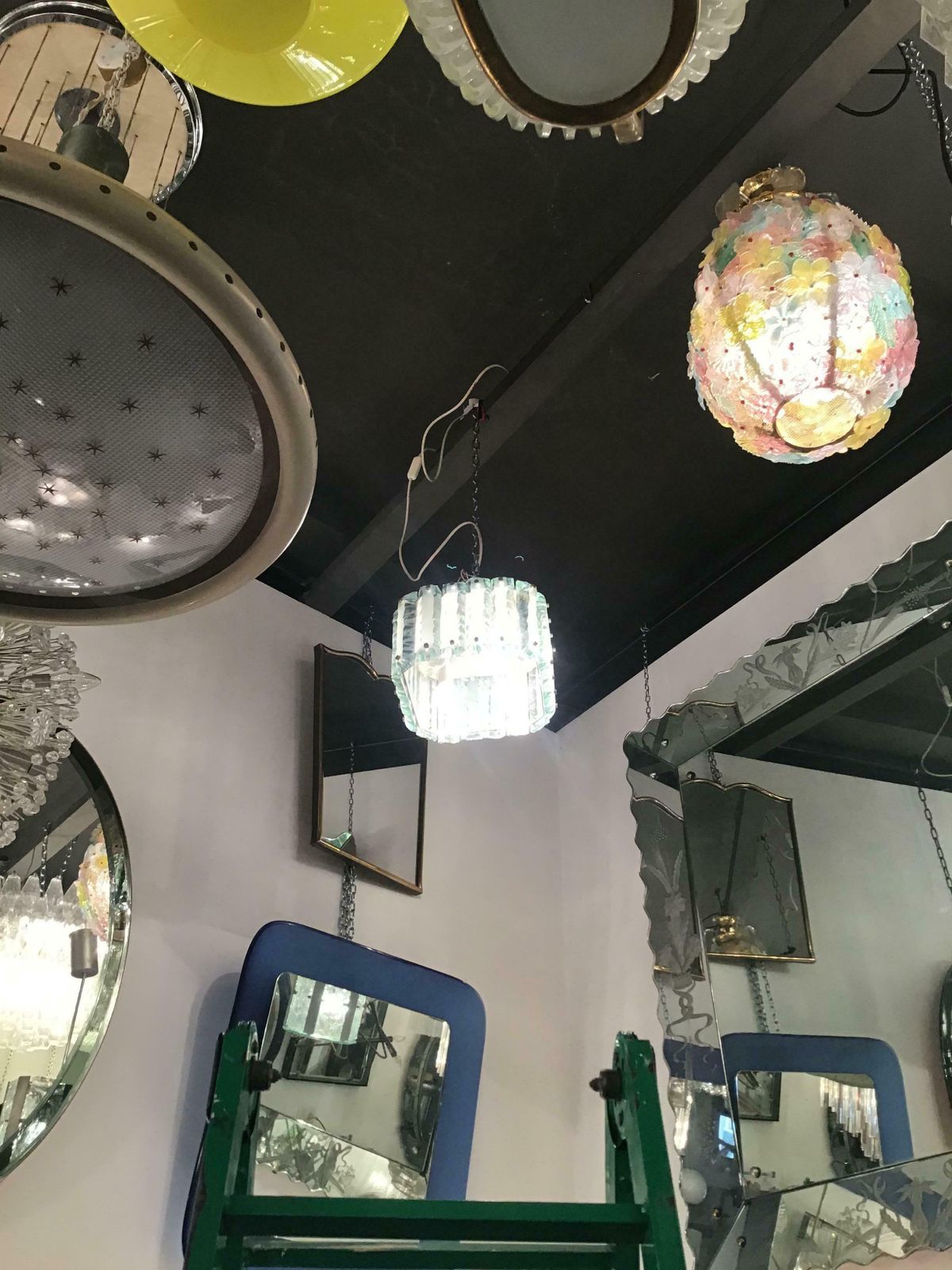 Fontana Arte Chandelier Glass Hammered Metal Chrome 1950 Italy photo 4167.0