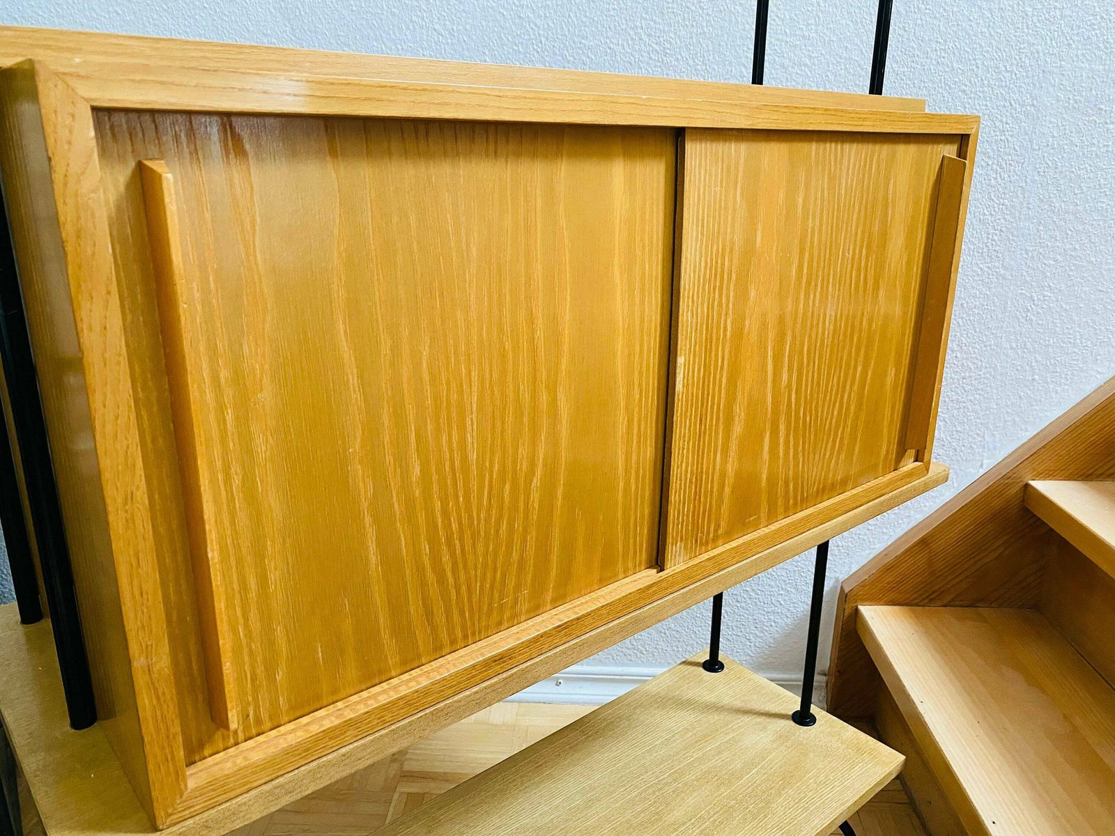 Wooden Midcentury String Shelf / 1950s 1960s Vintage Decor photo Furniture