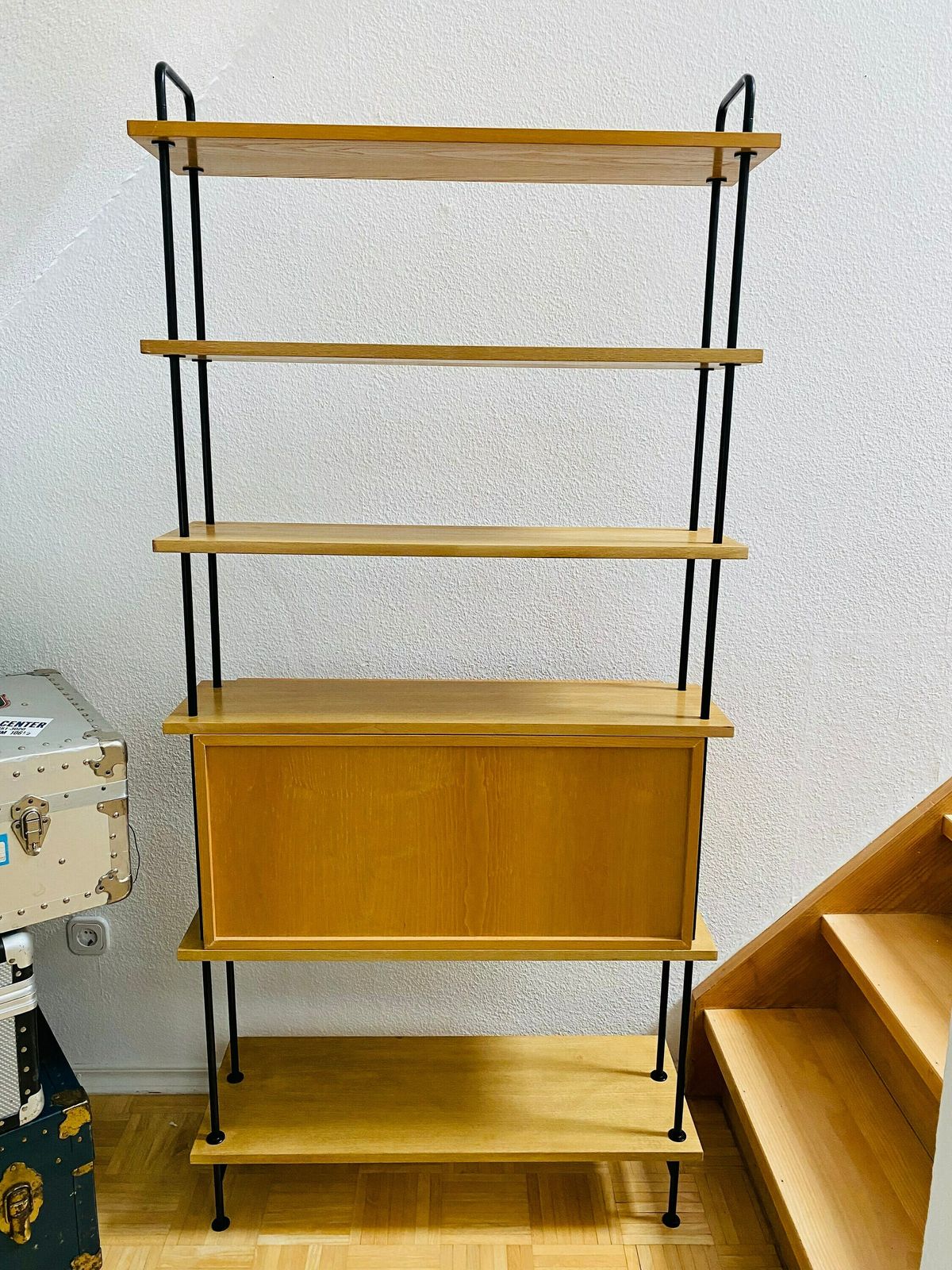 photo furniture Wooden Midcentury String Shelf / 1950s 1960s Vintage Decor