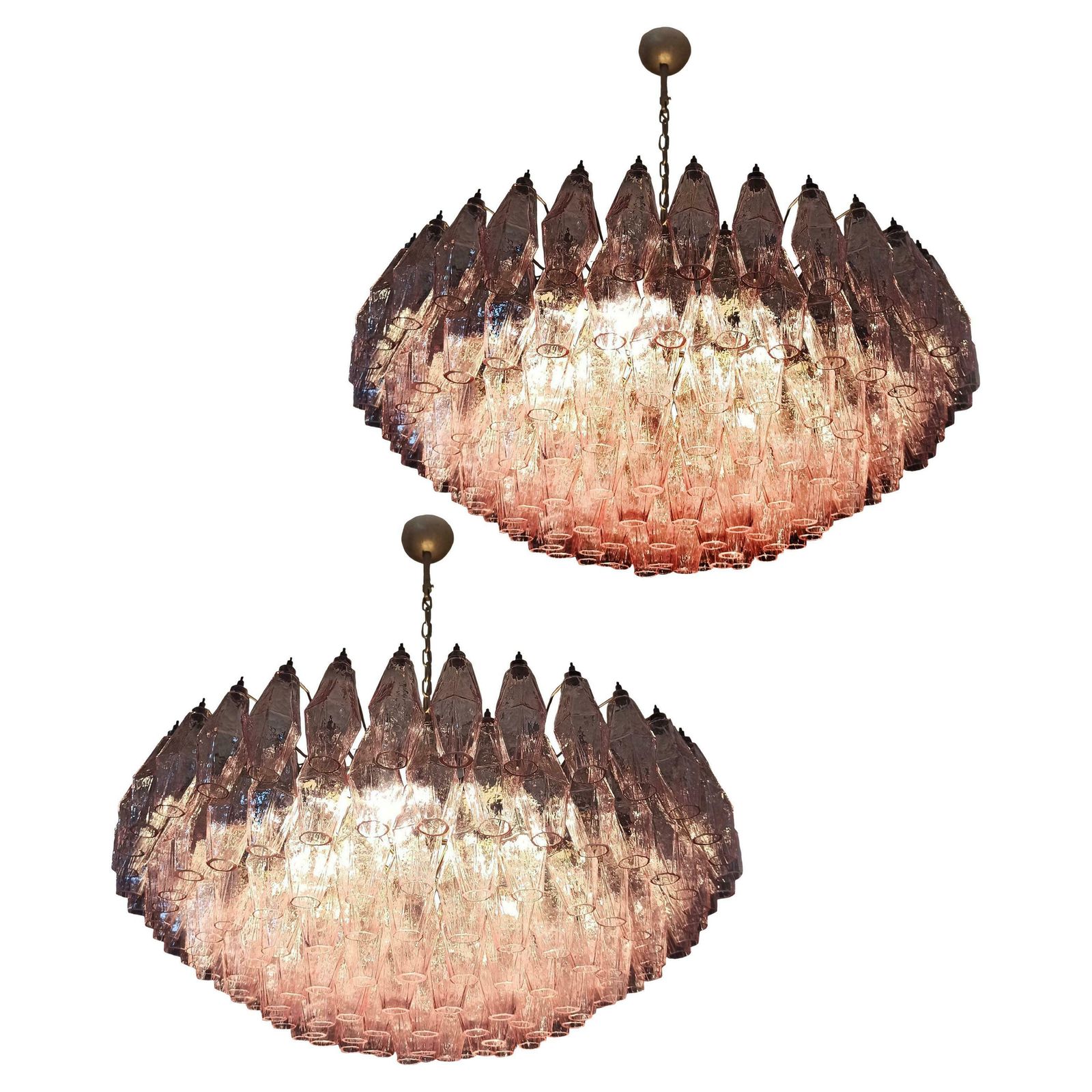 Charming Amazing Murano Glass Chandeliers   185 Pink Poliedri