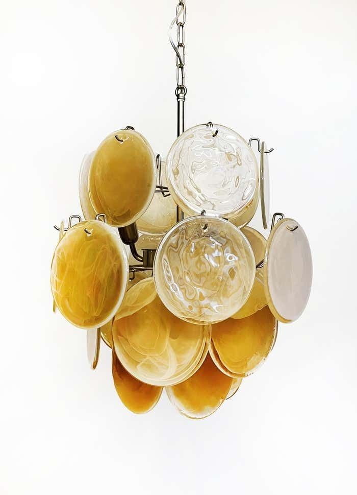 1970s Vintage Italian Murano Chandeliers, 24 Gold Discs photo vinterior