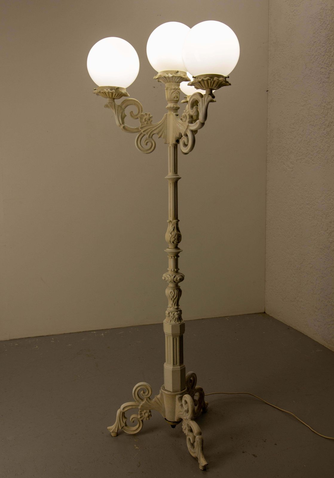 photo for sale Aluminum Fusion Floor Lamp Street Style Lantern Three Lights, French, Circa 1970