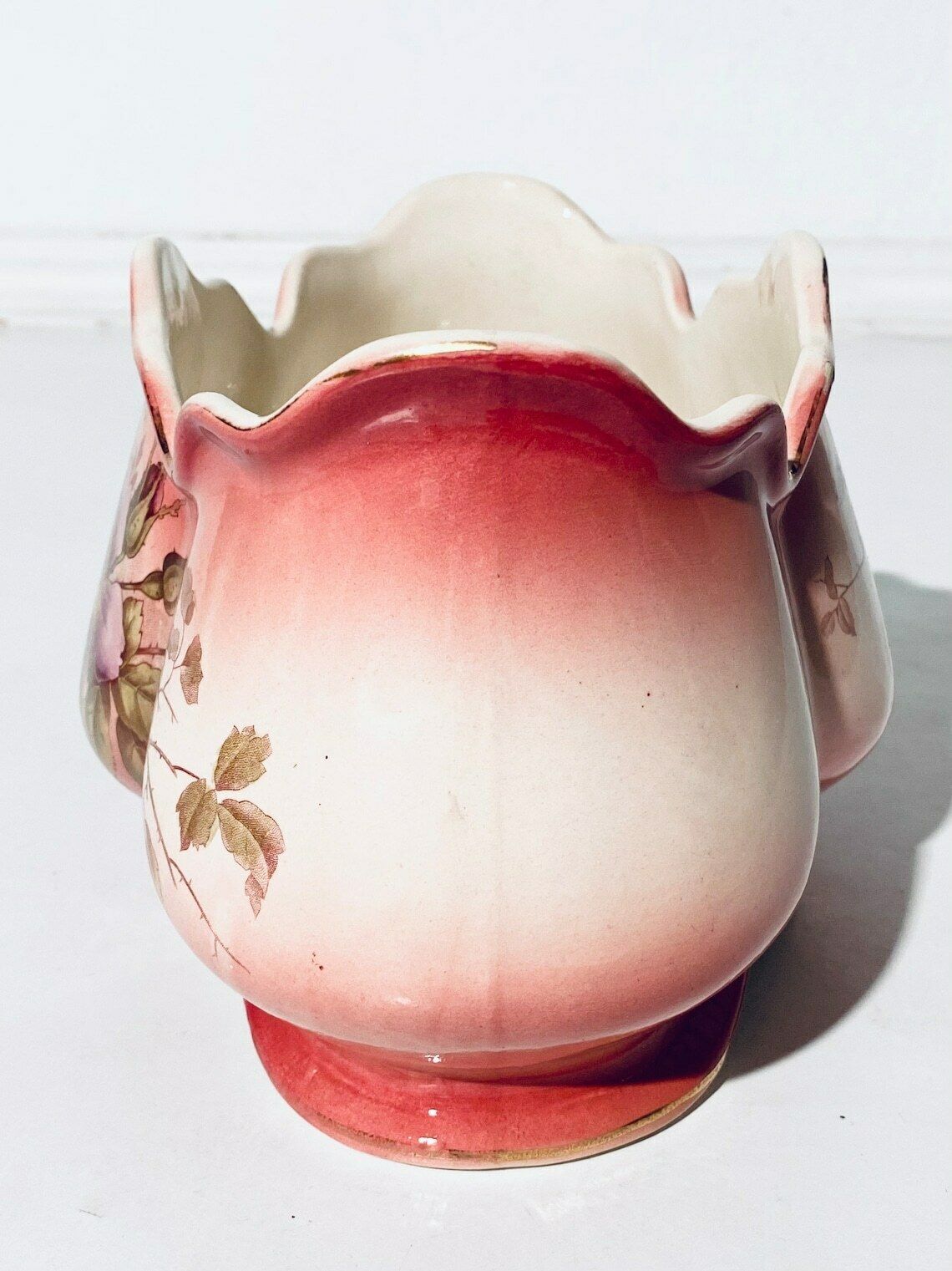 Large Art Nouveau Faiencerie Fives Lille De Bruyn Rectangular Floral Motif Ceramic Planter / 1900s French Majolica photo 213.0