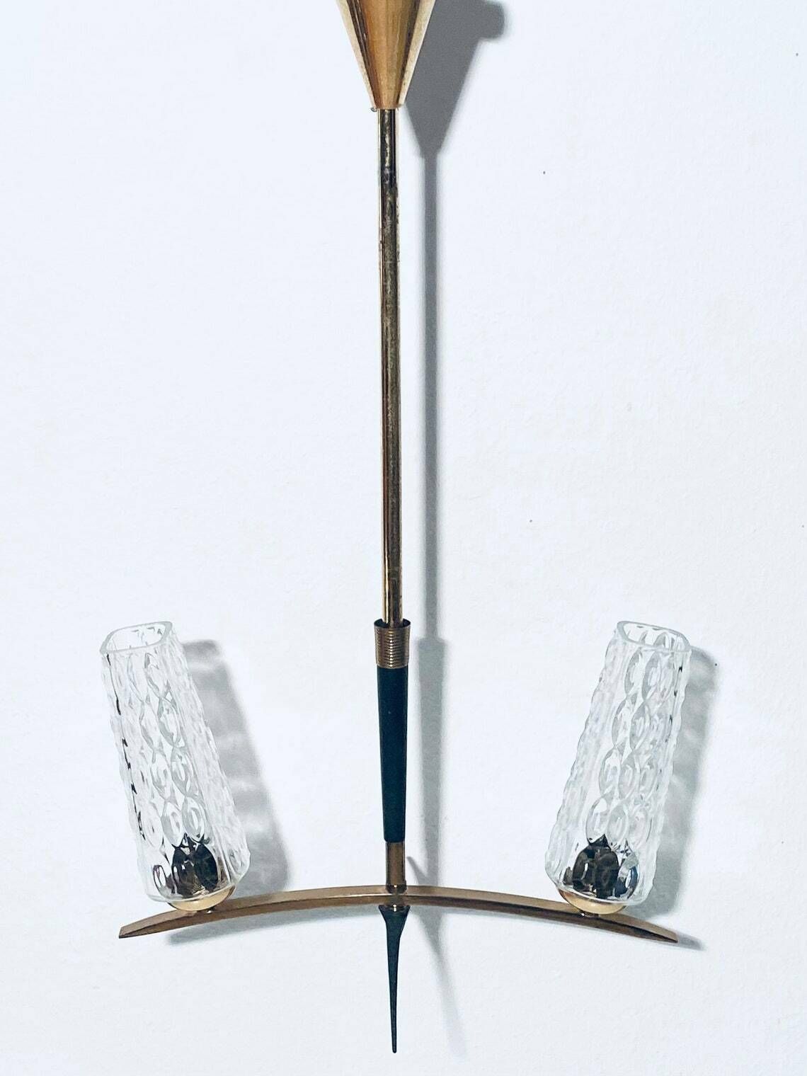 Elegant 1950s Chandelier Ceiling Hanging Lamp / Mid Century Vintage Decor photo for sale