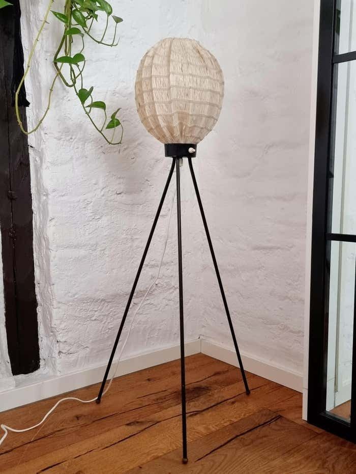 Rare Swedish Tripod Floor Lamp, Scandinavian Modern / Midcentury Modern photo vintage
