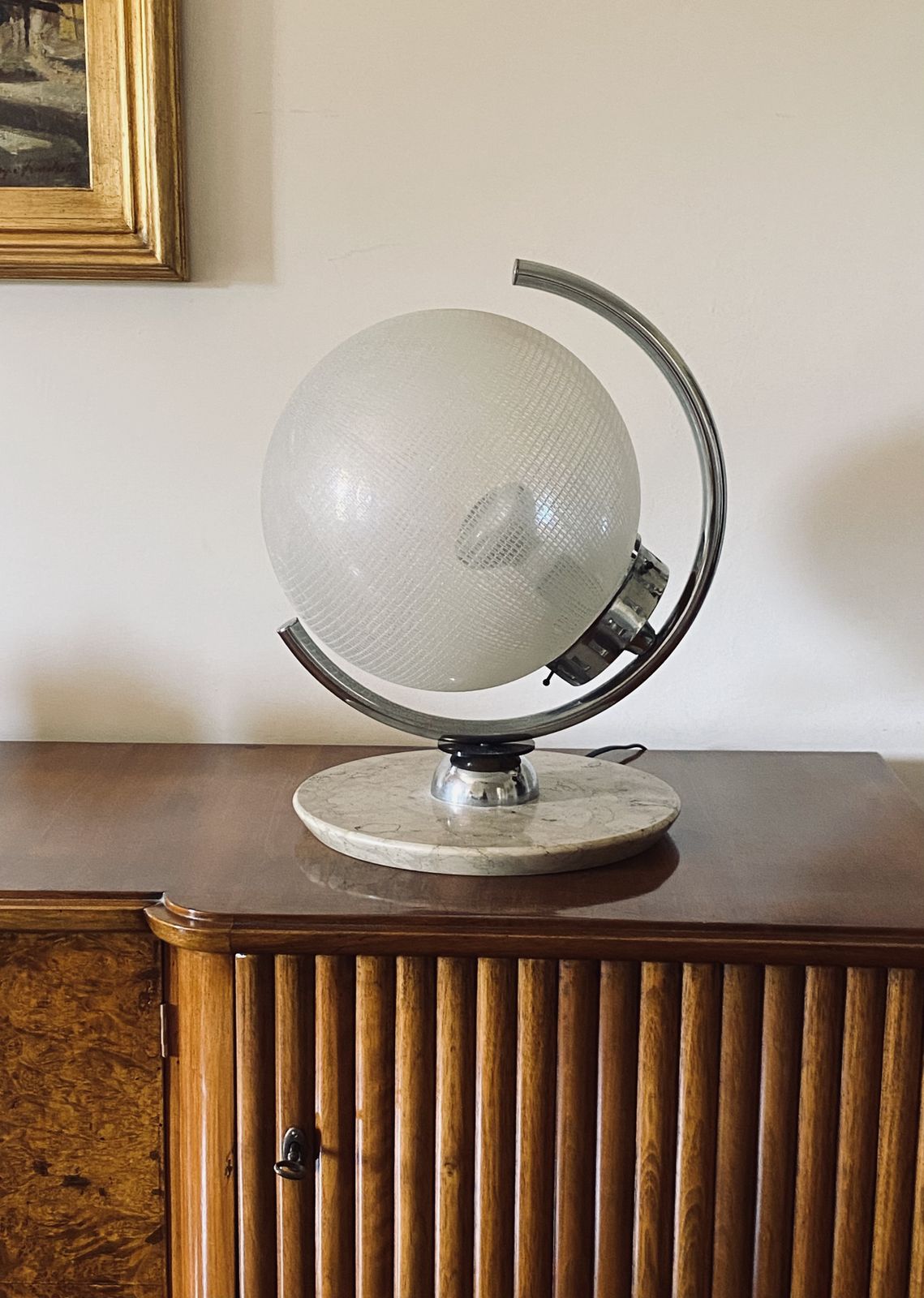 Murano Glass Spherical Table Lamp, Mazzega Italy 1970s photo furniture