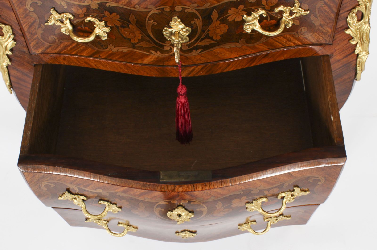 photo buy French Louis Revival King Wood Walnut Marquetry Commode 19th Century