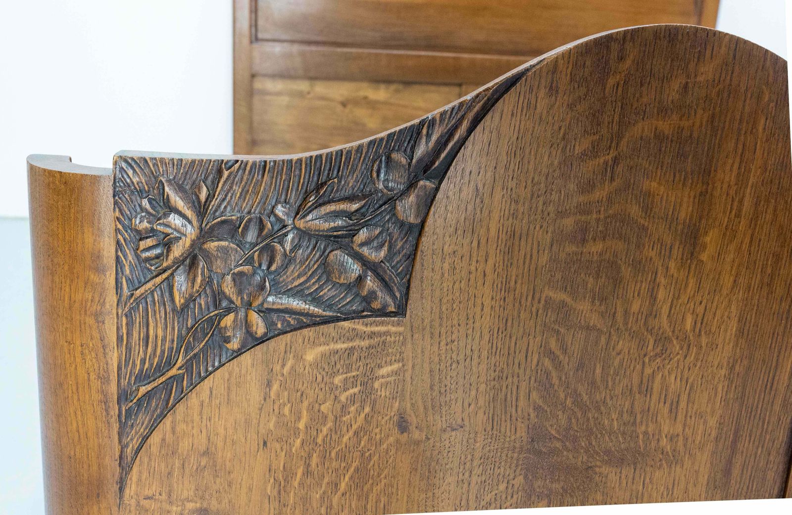 French Oak Bed Typical Of The 20th Mid Century Period, Circa 1960 photo furniture