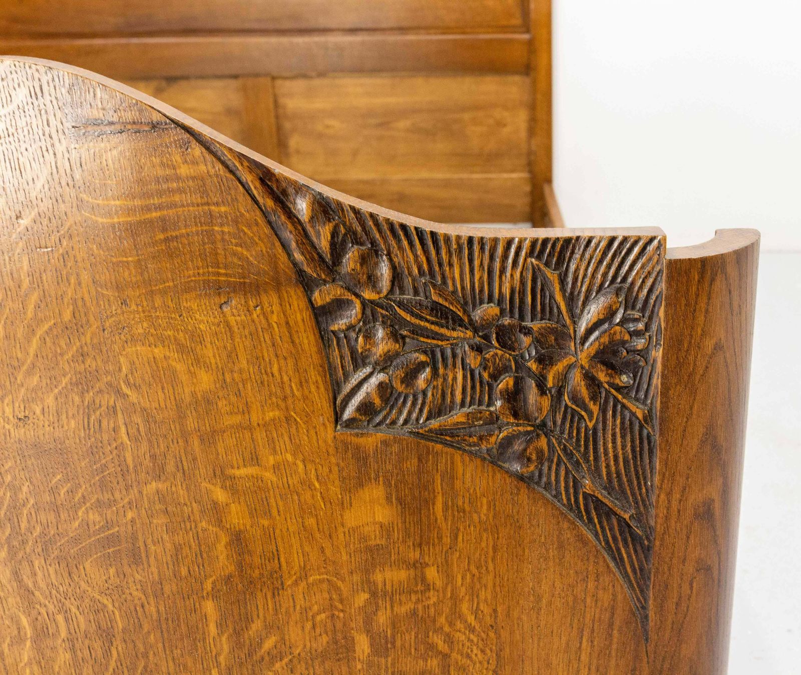 French Oak Bed Typical Of The 20th Mid Century Period, Circa 1960 photo Furniture