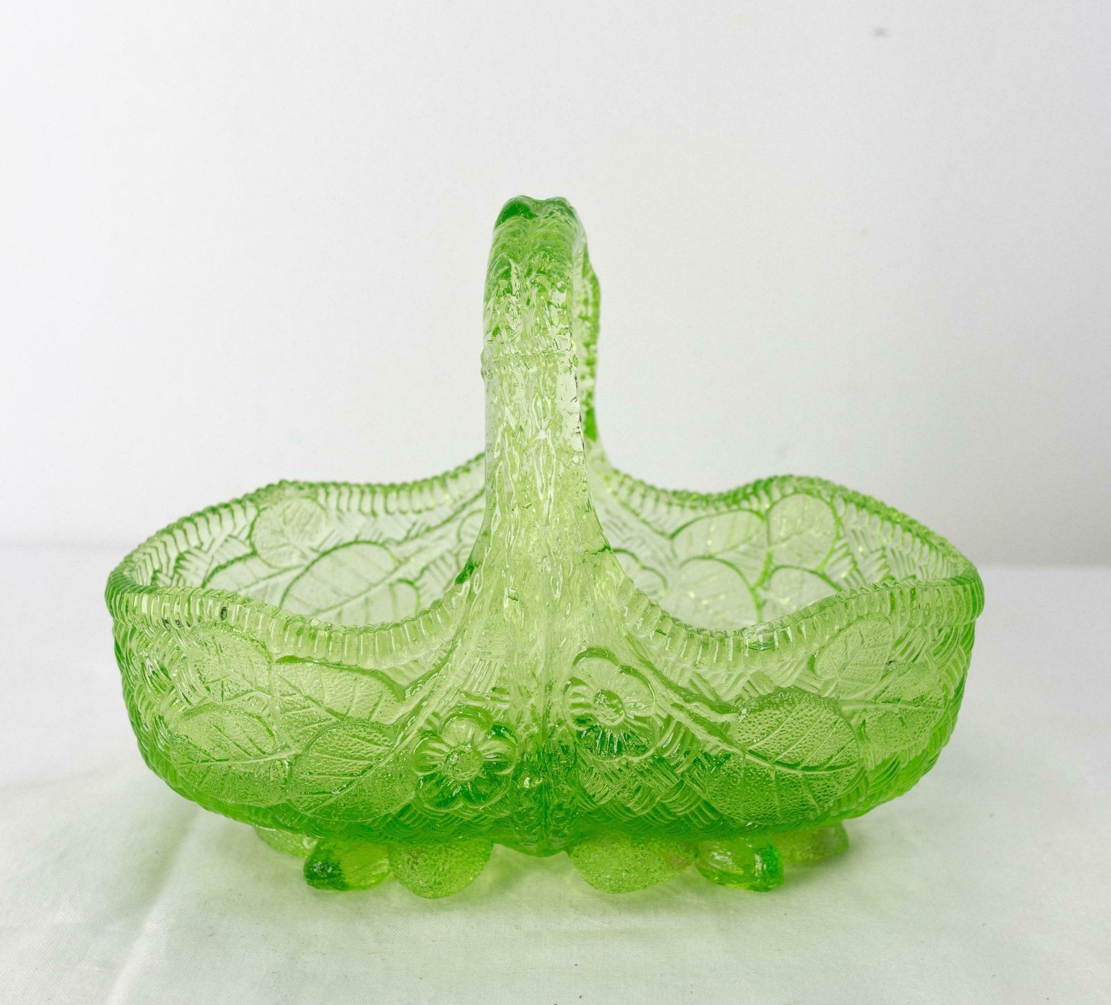 Green Glass Basket Centre Piece Or Empty Pocket, French Circa 1900 photo furniture