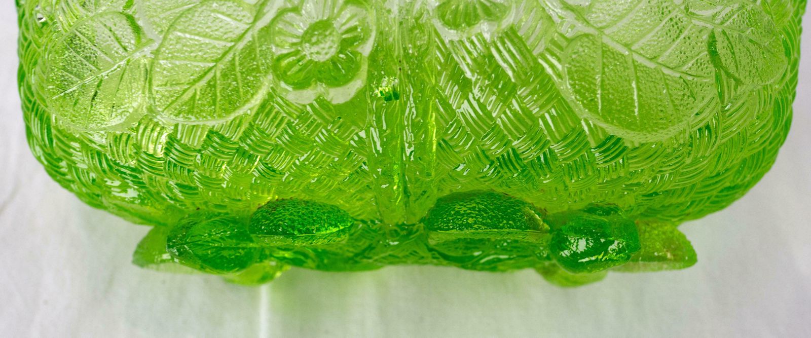 Green Glass Basket Centre Piece Or Empty Pocket, French Circa 1900 photo 339.0