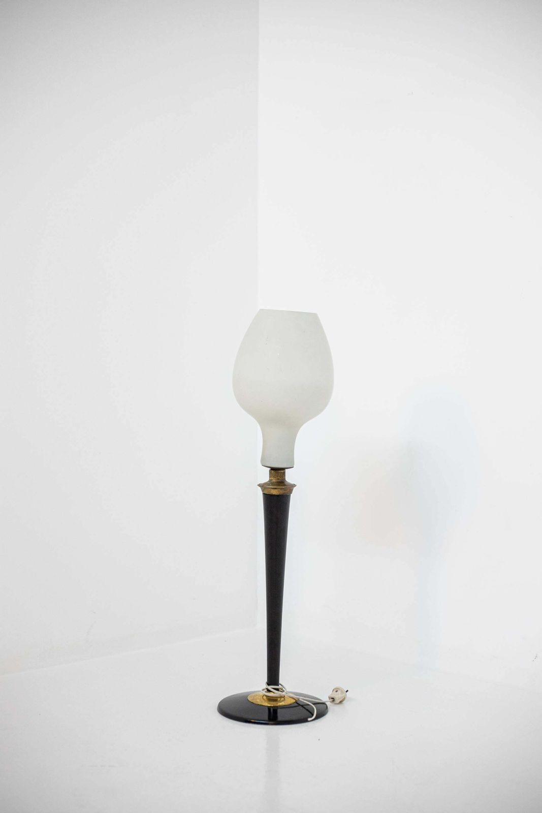 Large Italian Table Lamp In Opal Glass And Wood And Brass photo furniture