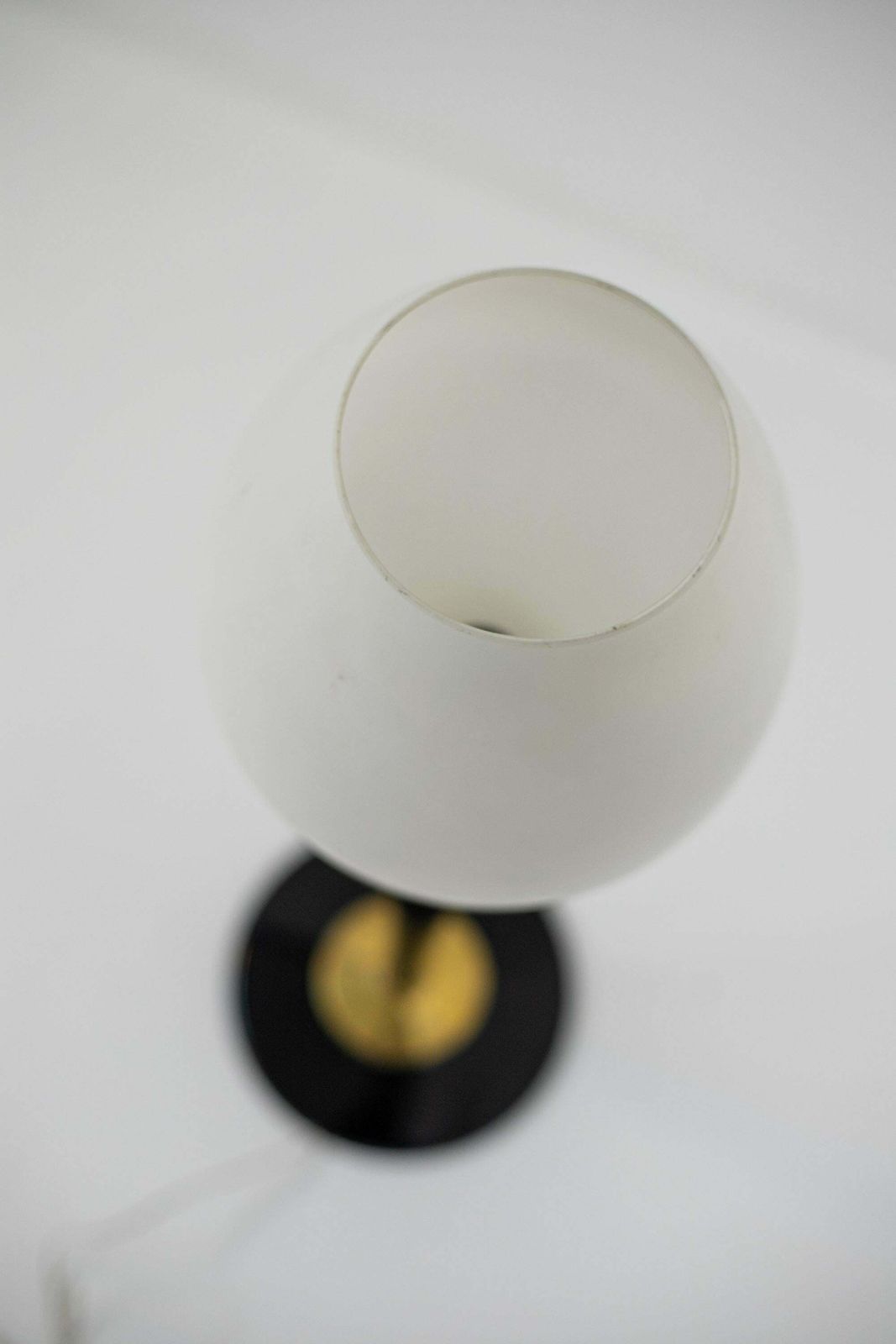 Large Italian Table Lamp In Opal Glass And Wood And Brass photo Lighting