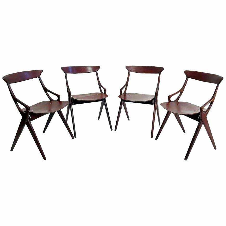 Set Of 4 Dining Chairs By Arne Hovmand Olsen For Mogens Kold, Denmark, 1959 photo Furniture