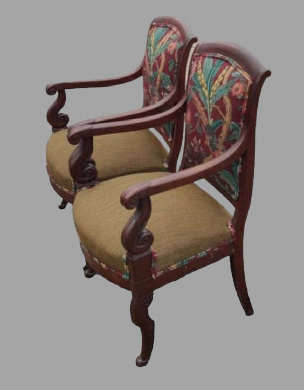 A Pair Of Early C19th Mahogany Empire Chairs photo Furniture