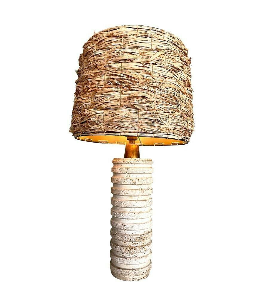 A Large Italian 1970s Travertine Lamp By Fratelli Mannelli With Brass Fittings photo furniture