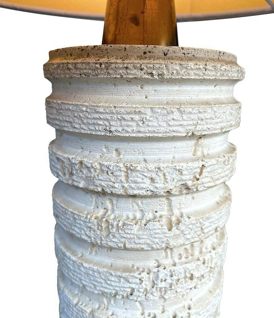 A Large Italian 1970s Travertine Lamp By Fratelli Mannelli With Brass Fittings photo for sale