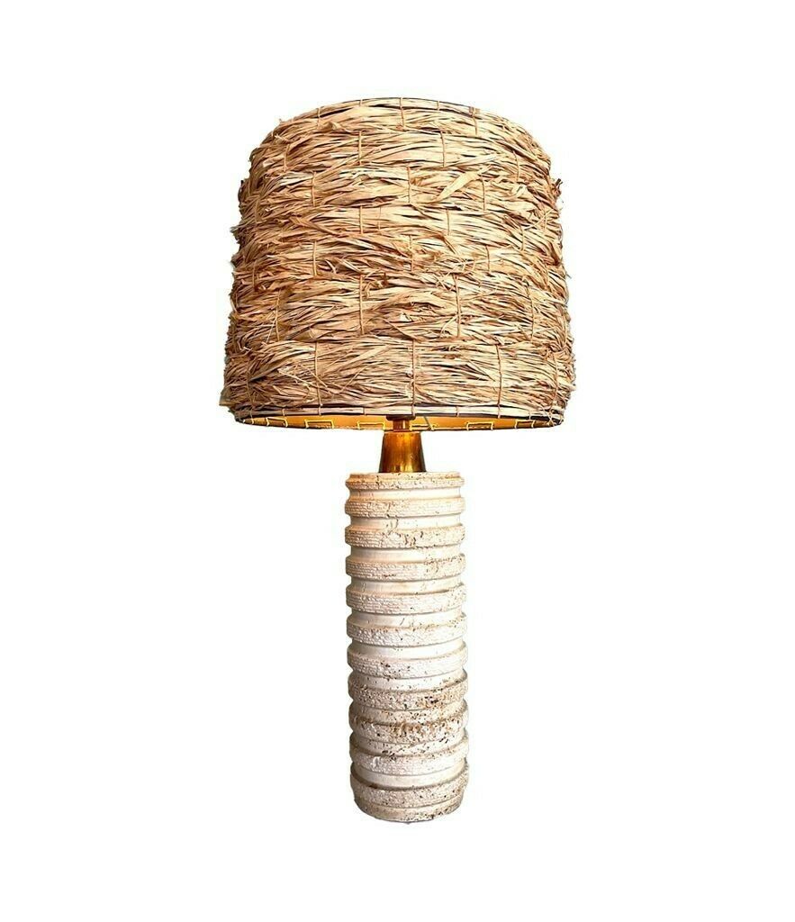 Lighting A Large Italian 1970s Travertine Lamp By Fratelli Mannelli With Brass Fittings photo