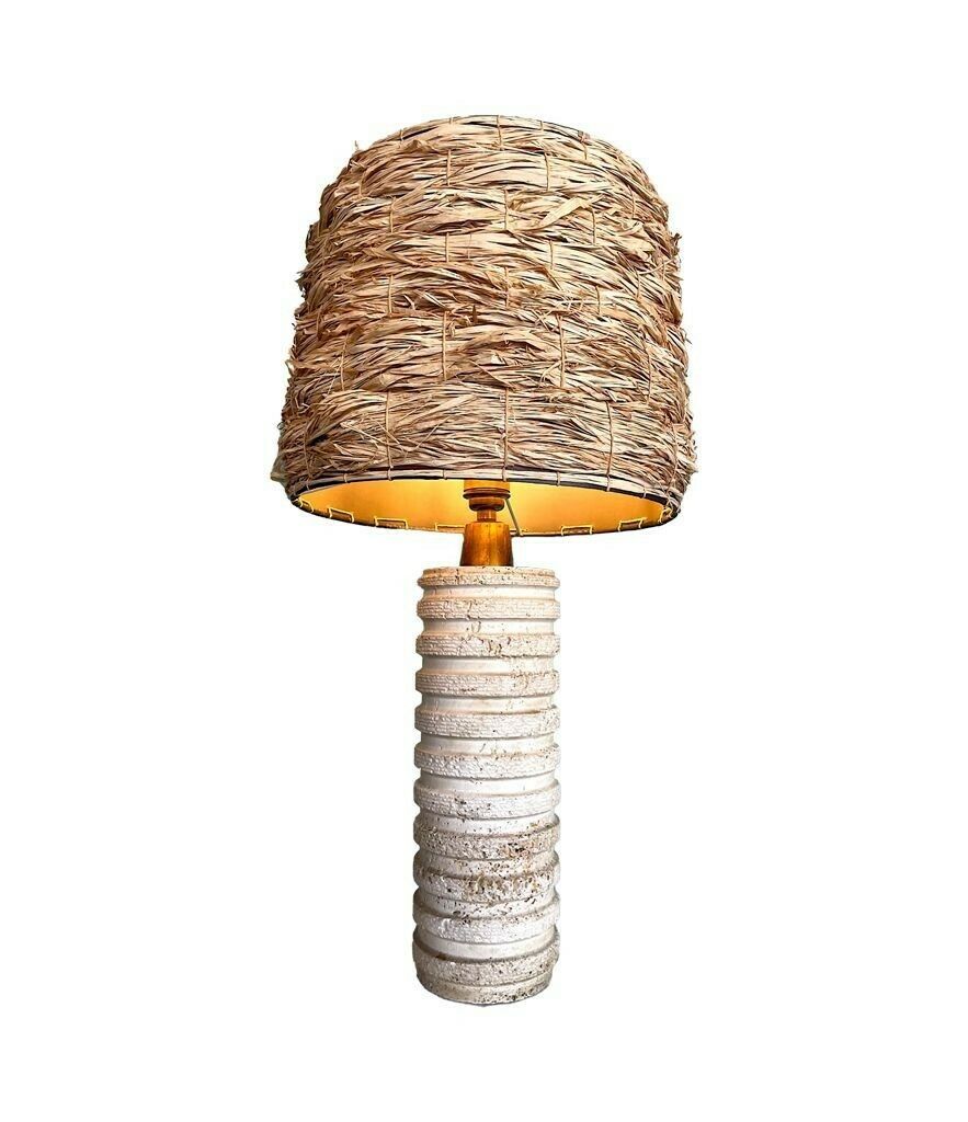 1100.0 A Large Italian 1970s Travertine Lamp By Fratelli Mannelli With Brass Fittings photo