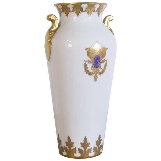 Arrigo Finzi Vase In Porcelain  Gold Painted Original Label