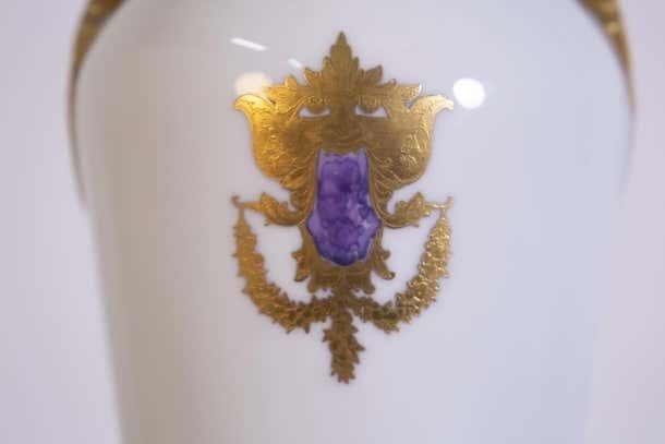 Arrigo Finzi Vase In Porcelain  Gold Painted Original Label photo Home Decor