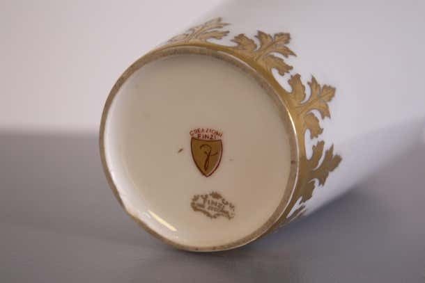 Arrigo Finzi Vase In Porcelain  Gold Painted Original Label photo buy