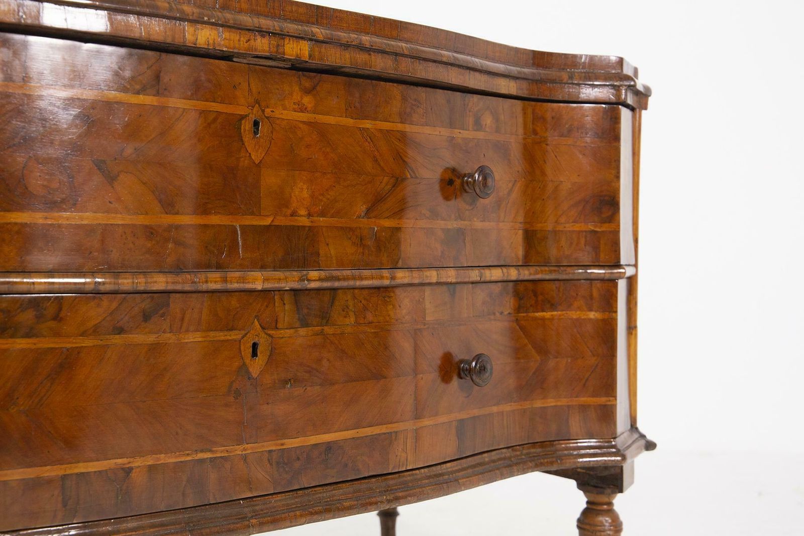 Antique Italian Walnut Root Veneto Chest Of Drawers photo vintage