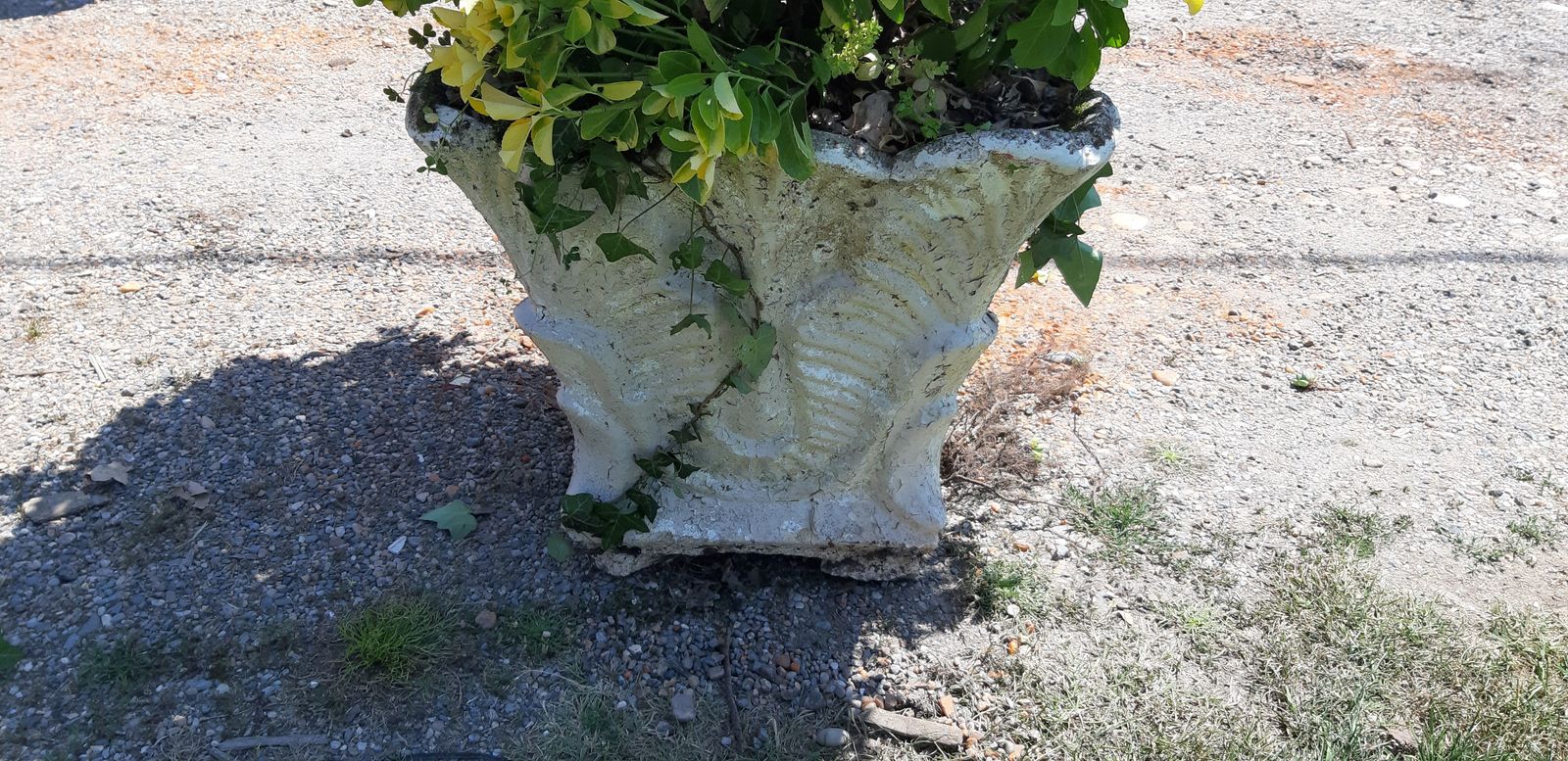 1960s Reconstructed Stone Planter With Plant photo vinterior