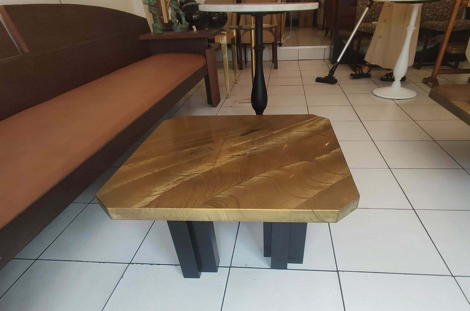 Etched Brass Coffee Table By Christian Krekels, Signed , Circa 1975 photo for sale