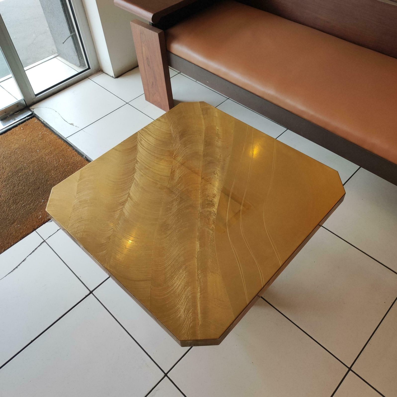photo furniture Etched Brass Coffee Table By Christian Krekels, Signed , Circa 1975