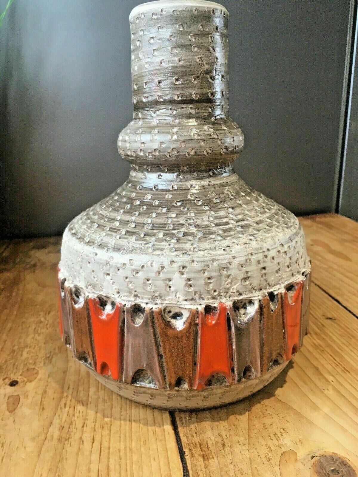 1 Superb 50s Mcm Italian Pottery Fratelli Fanciullacci Orange Lamp Base Abstract photo buy