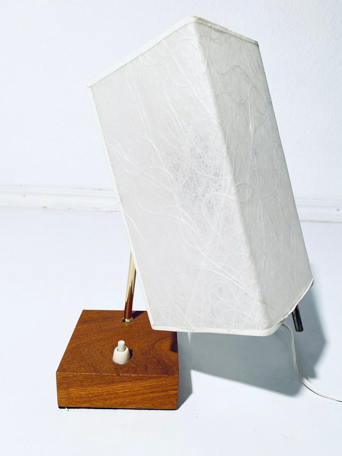 Elegant Mid Century Teak Paper Shade Table Lamp Bedside Lamp / Vintage Decor 1960s photo for sale