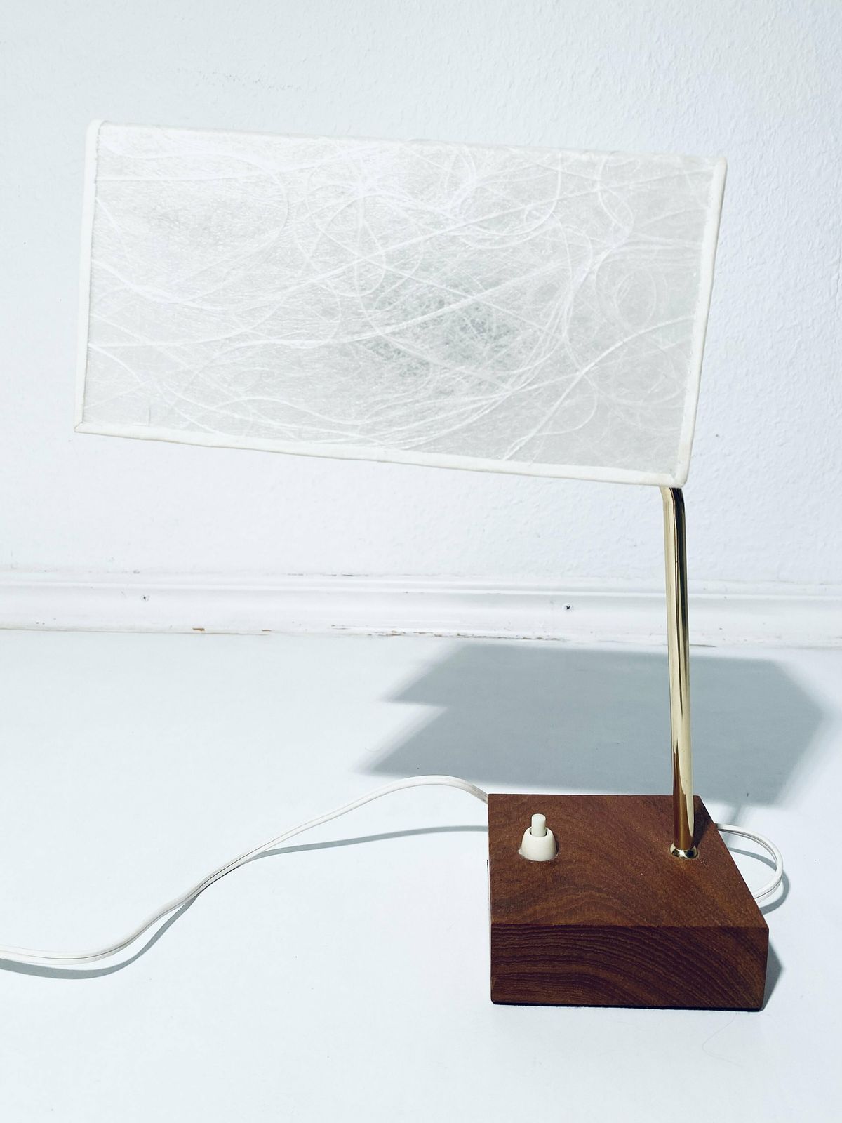 Elegant Mid Century Teak Paper Shade Table Lamp Bedside Lamp / Vintage Decor 1960s photo buy