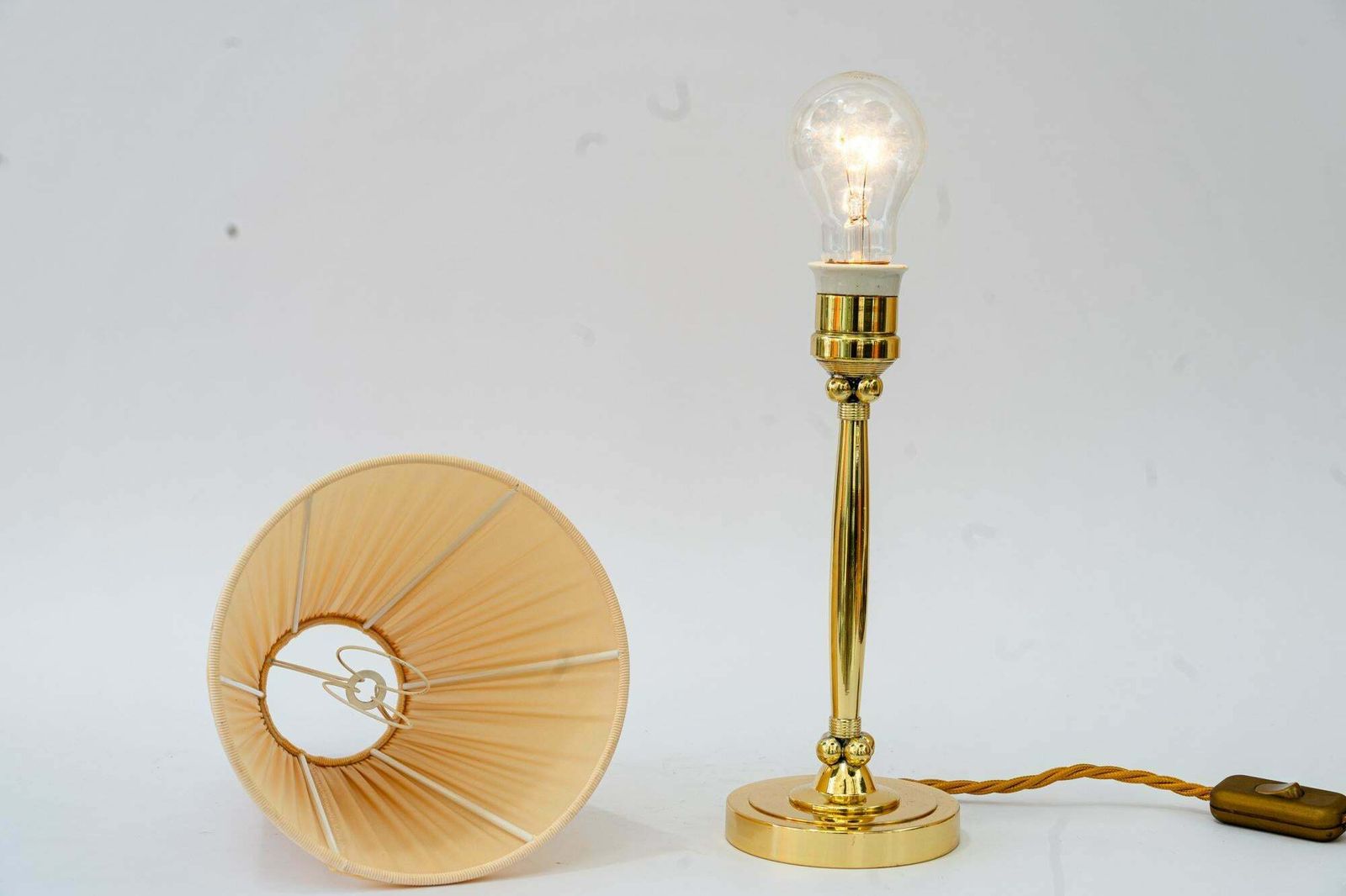 341.0 Art Deco Table Lamp Vienna Around 1920s With Fabric Shade photo