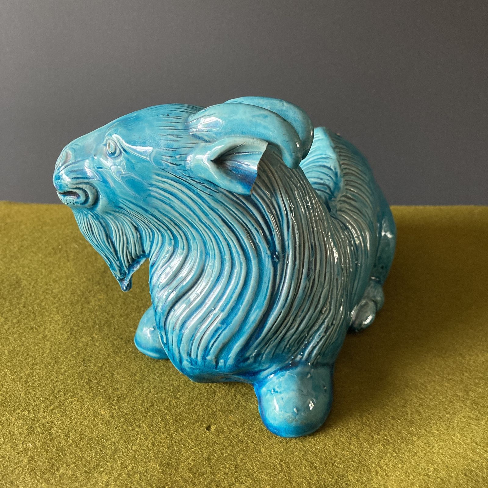 Pair Of Turquoise Glazed Porcelain Goats, Qing Dynasty, Circa 19th Century photo buy