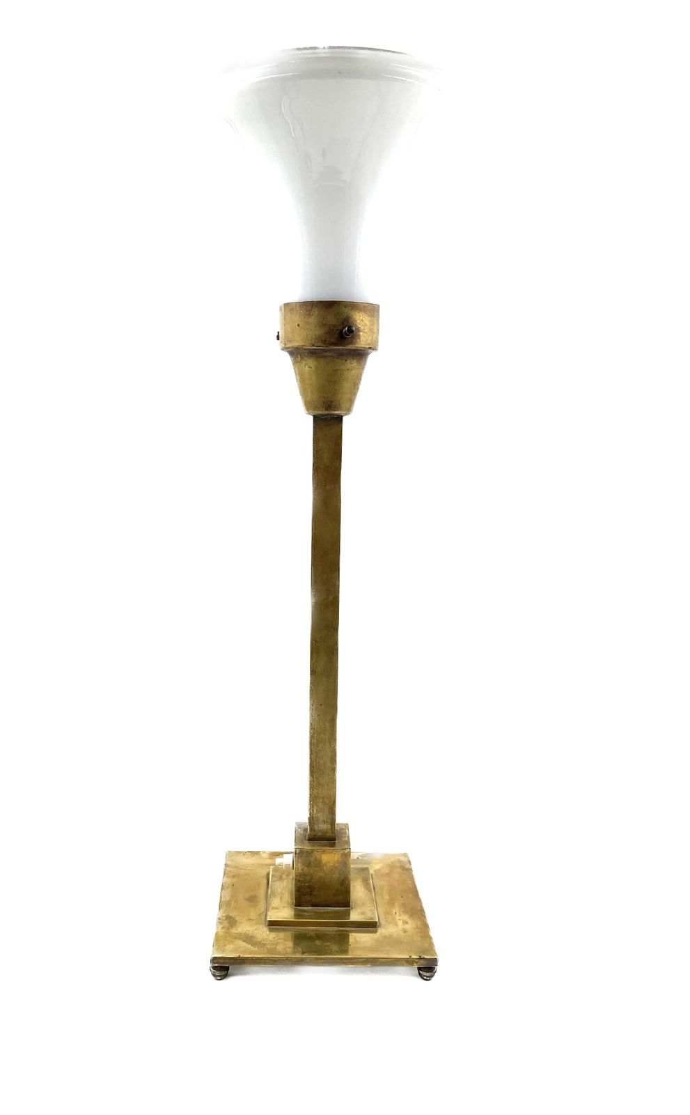 Rationalist Monumental Brass Table Lamp, Officine A. Boffelli Milano Italy 1935 photo for sale