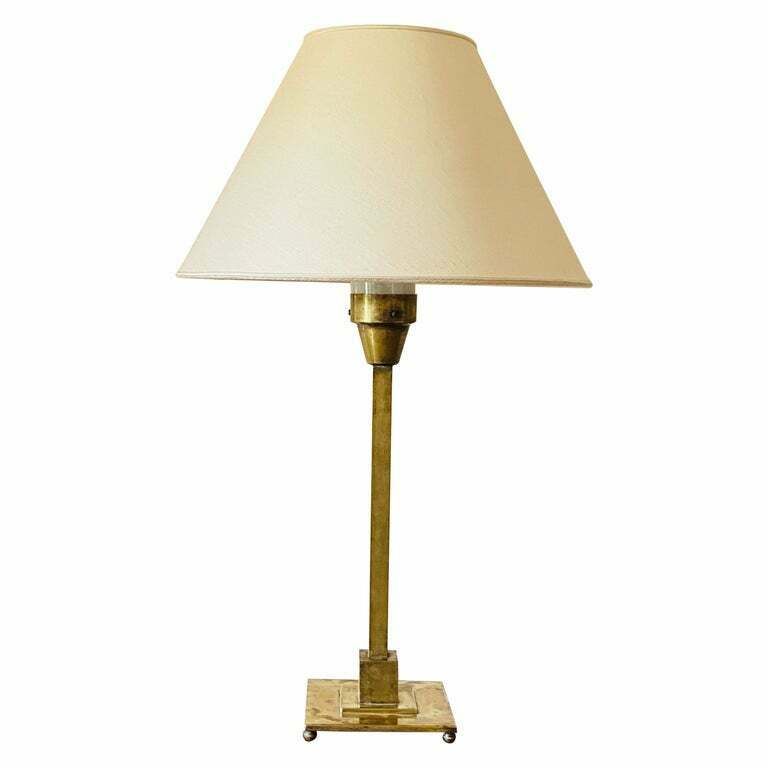 Rationalist Monumental Brass Table Lamp, Officine A. Boffelli Milano Italy 1935