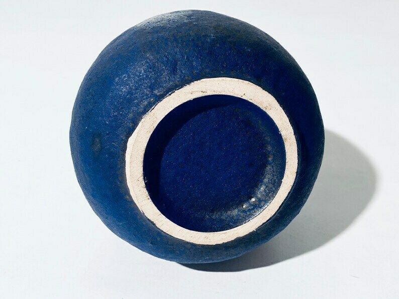 photo for sale Dark Blue Ruscha Fat Lava Ceramic Jug Vase West Germany / Vintage Decor 1960s