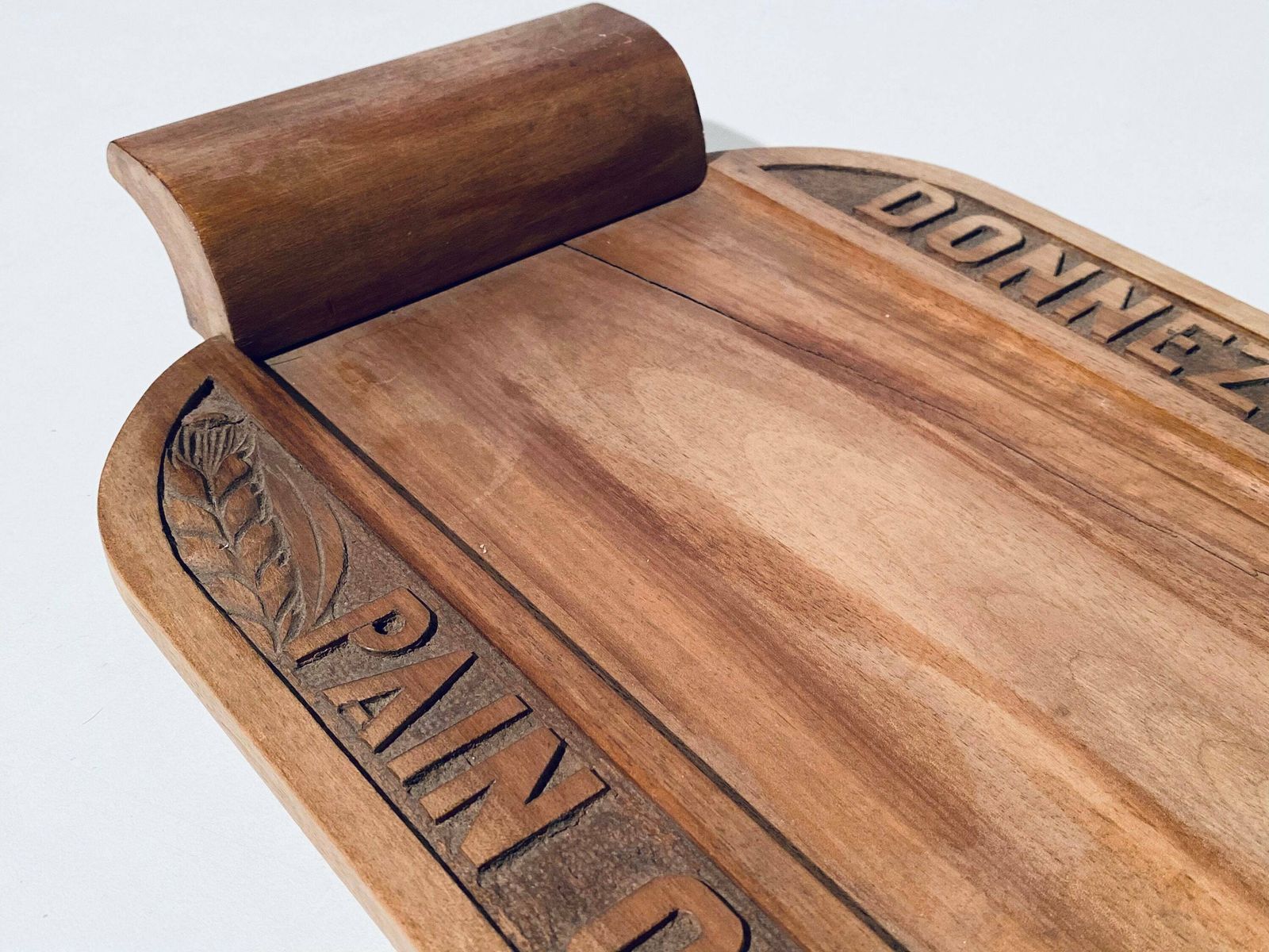 Antique French Wooden Bread Board "Give Us Our Daily Bread" / Vintage Kitchen Decor photo vintage